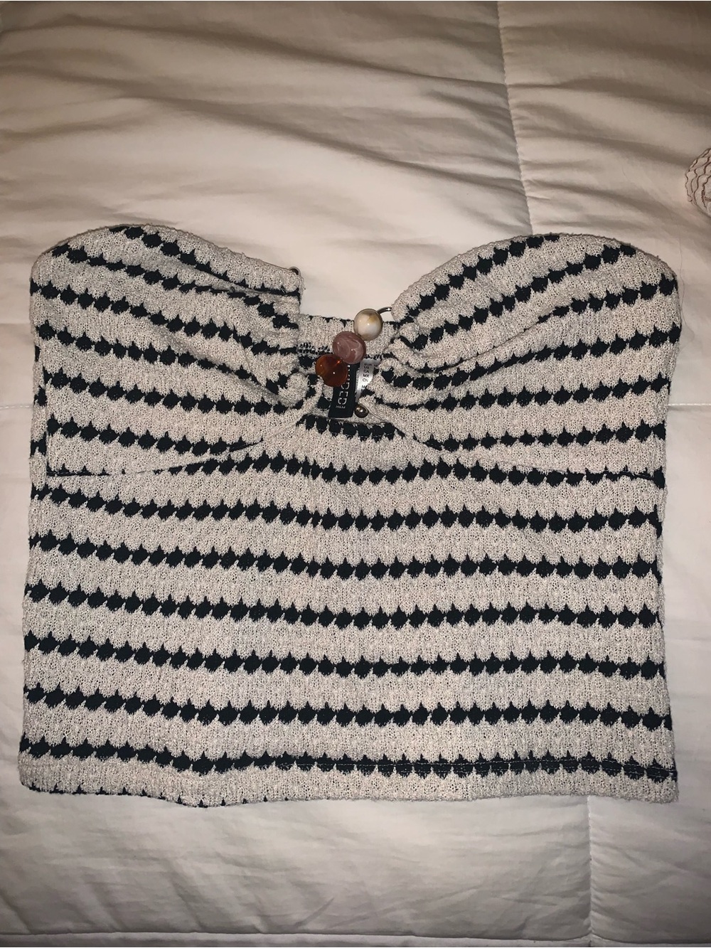 H&M Black and White Striped Strapless Tube Camisole